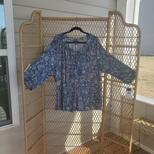 Chaps Top, women's 3X, Blue and Tan